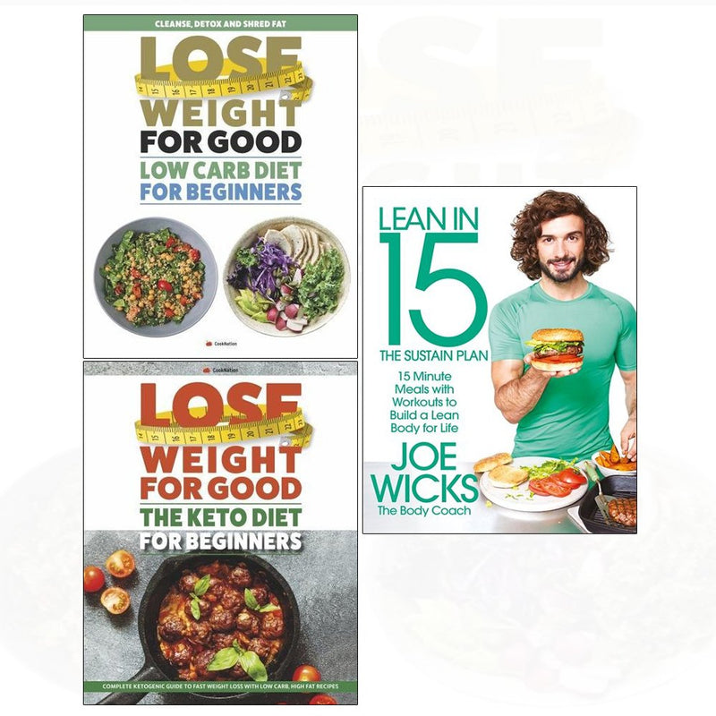 Lean in 15 The Sustain Plan 3-book collection by Joe Wicks, paperback set featuring blue covers with fitness and nutrition tips.