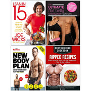 Set of four Lean In 15 books by Joe Wicks, The Body Coach, in paperback with blue covers, displayed together.