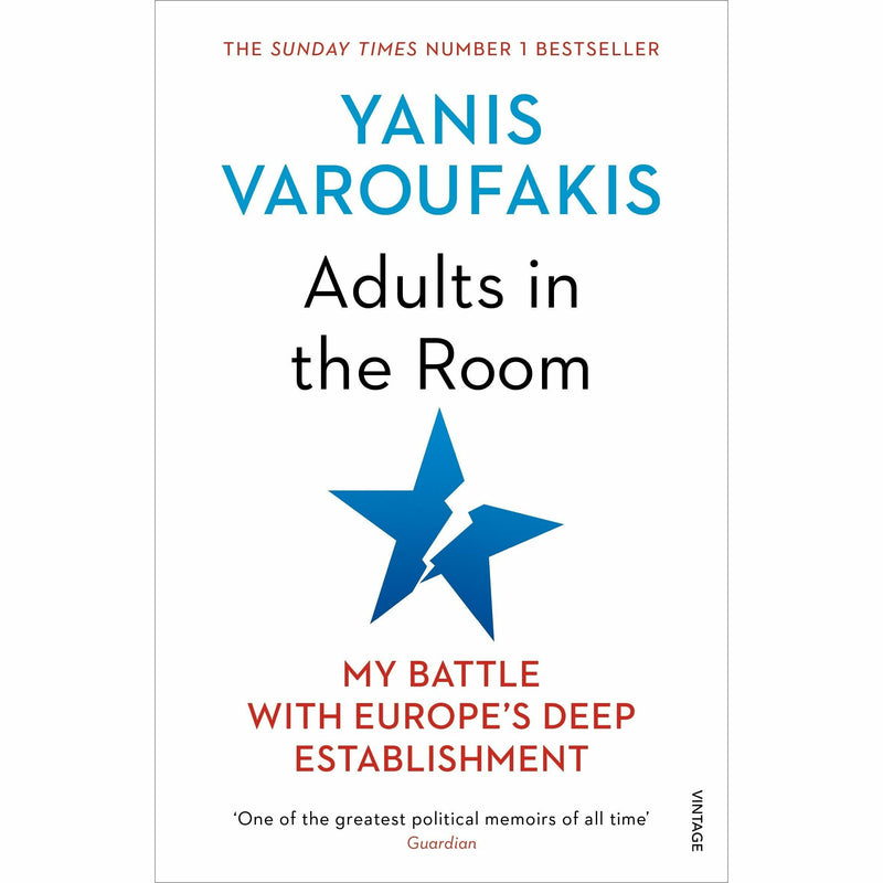 Vintage paperback book set by Yanis Varoufakis including "And The Weak Suffer What They Must?", "Adults In The Room," and "Talking To My Daughter."