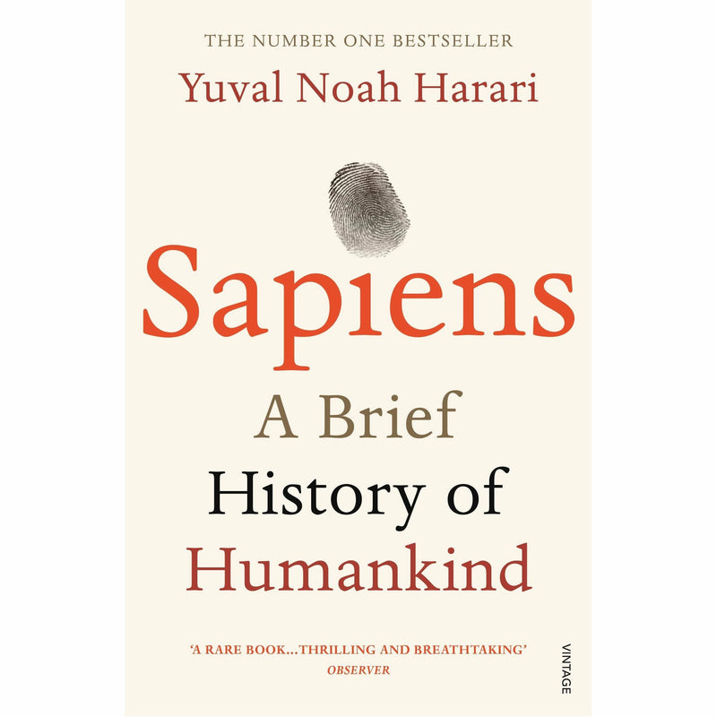 Vintage paperback set of Homo Deus and Sapiens books by Yuval Noah Harari, non-fiction collection with two thought-provoking titles.