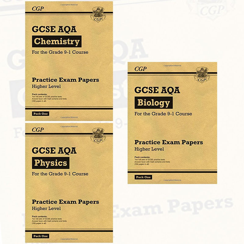 CGP Practice Papers Grade 9-1 GCSE AQA Higher Pack 1 3 Books Collection Set (Chemistry, Physics, Biology) - The Book Bundle