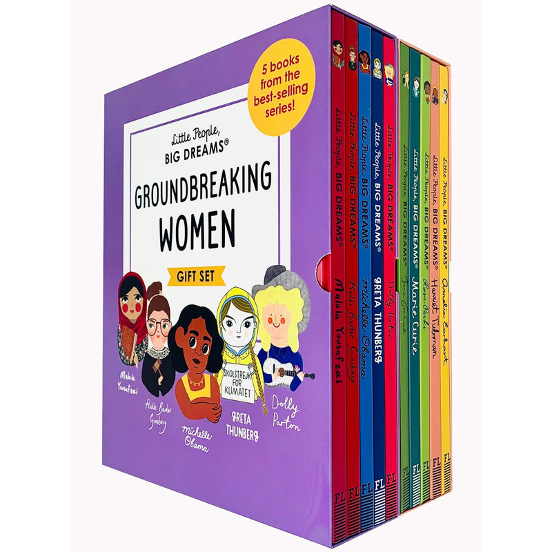 Collection of 10 children's books by Maria Isabel Sanchez Vegara featuring groundbreaking and trailblazing women, colorful cover images.