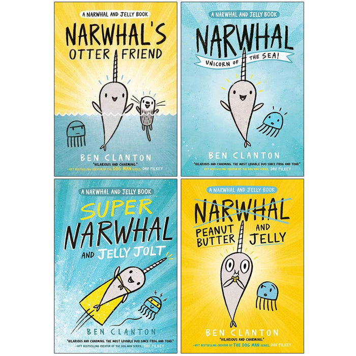 Narwhal and Jelly Series 4 Books Collection Set By Ben Clanton (Narwhal's Otter Friend, Narwhal Unicorn of the Sea, Super Narwhal) - The Book Bundle