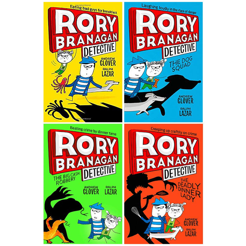 Set of four Rory Branagan detective mystery books by Andrew Clover in paperback, part of HarperCollinsChildren'sBooks collection.