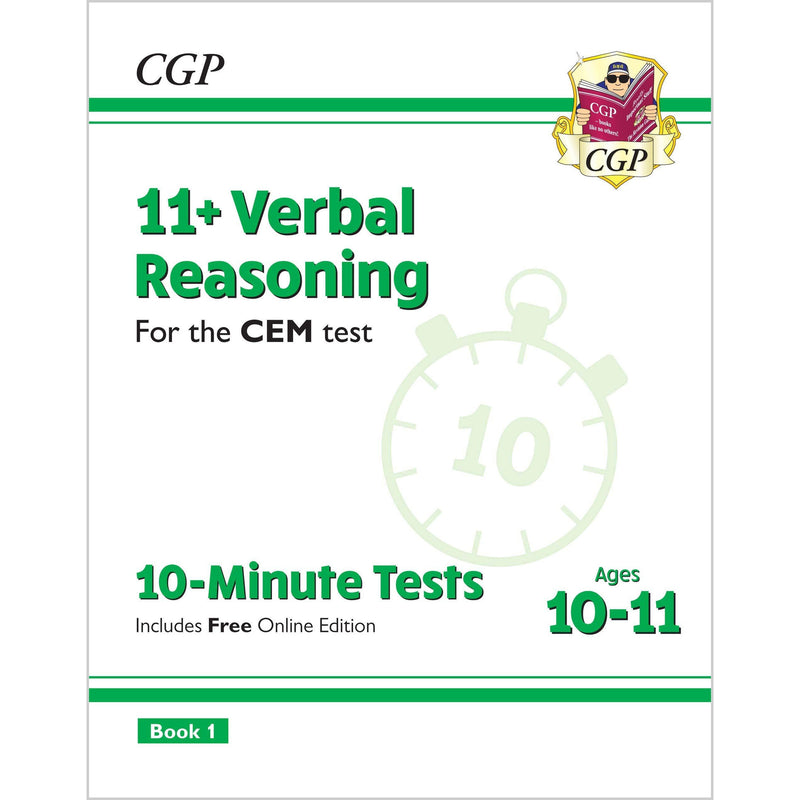CGP CEM 11+ 10-Minute Tests Verbal, Non Verbal Reasoning, Maths Practice Book 3 Books Collection Set - The Book Bundle