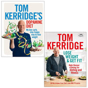 Hardcover set of "Dopamine Diet" and "Lose Weight & Get Fit" books by Tom Kerridge, non-fiction health and fitness collection.
