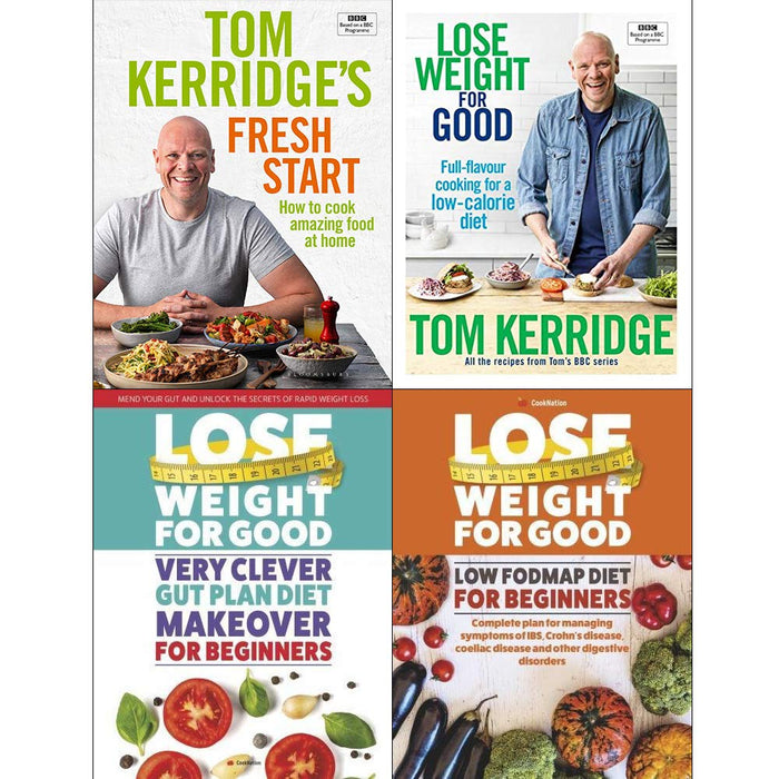 Tom kerridges fresh start [hardcover], lose weight for good [hardcover], very clever gut plan, low fodmap diet 4 books collection set - The Book Bundle