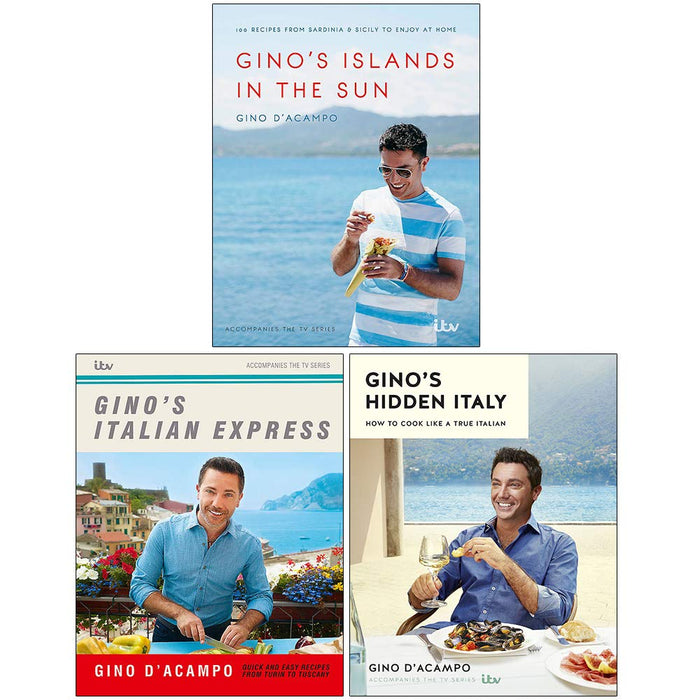 Gino D'Acampo Collection 3 Books Set (Gino's Islands in the Sun, Gino's Italian Express, Gino's Hidden Italy) - The Book Bundle