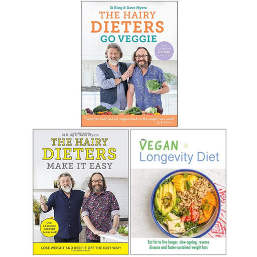 The Hairy Dieters Go Veggie, The Hairy Dieters Make It Easy, The Vegan Longevity Diet 3 Books Collection Set - The Book Bundle