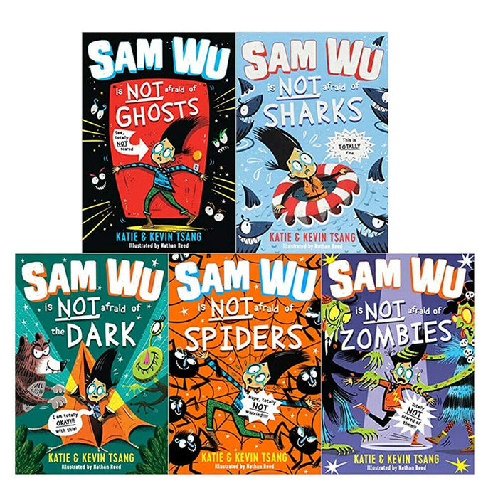Sam Wu Is Not Afraid Series 5 Books Collection Set By Kevin Tsang, Katie Tsang (Ghosts, Sharks, Dark, Spiders, Zombies) - The Book Bundle