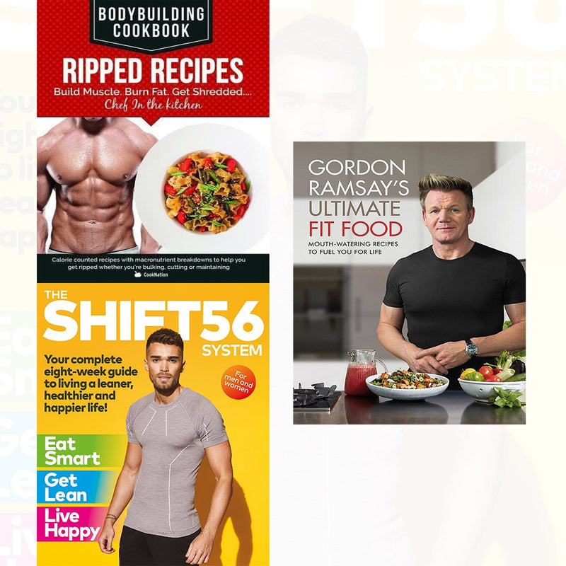 Set of three non-fiction cookbooks from The Book Bundle, including Gordon Ramsay's Ultimate Fit Food and Ripped Recipes.