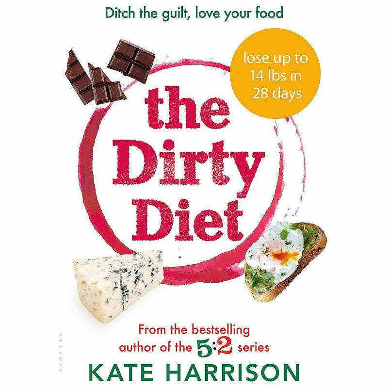 Collection of four paperback diet books by Kate Harrison and Iota, covering blood sugar, vegetarian fasting, and gut health plans.