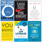 Lean Startup, Shoe Dog, 10% Happier, You Are a Badass, Life Leverage, Eat That Frog 6 Books Collection Set - The Book Bundle