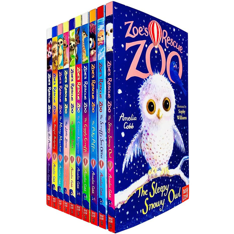Nosy Crow Zoe's Rescue Zoo Books 11-20 collection set by Amelia Cobb, featuring colorful animal illustrations and engaging stories.