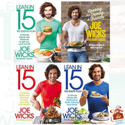 Joe Wicks Lean In 15 book collection set, featuring four non-fiction books in a bluebird format, with colorful cover designs.