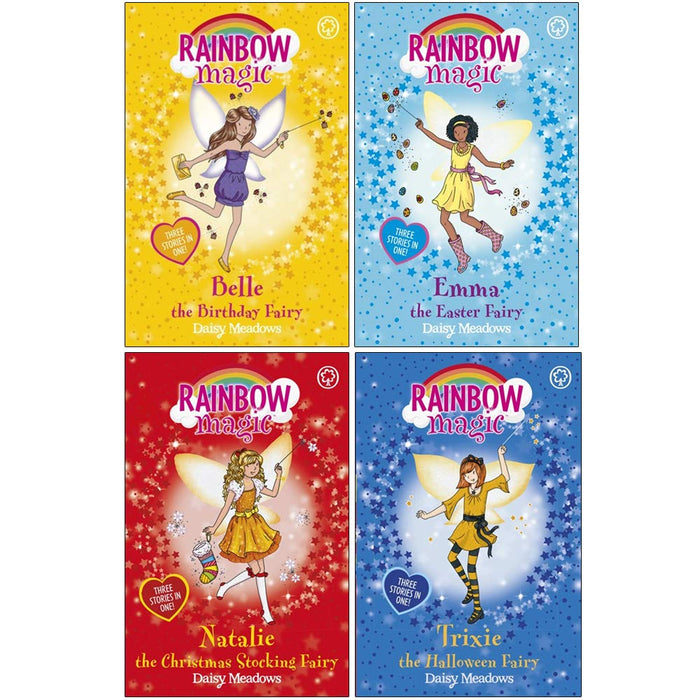 Daisy Meadows Rainbow Magic Collection Special Fairy 4 Books Set(Belle The Birthday Fairy,Emma The Easter Fairy) - The Book Bundle