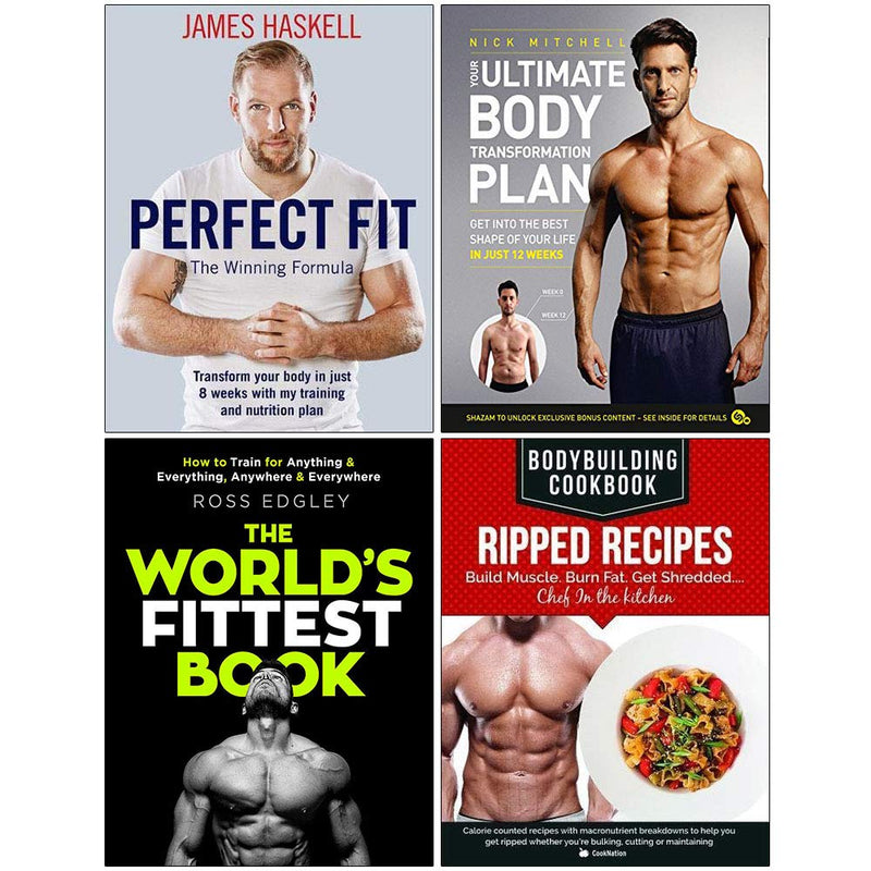 Collection of four bodybuilding and fitness books by James Haskell, published by Hodder & Stoughton in The Book Bundle series.