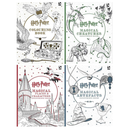 Harry Potter Colouring Book 1-4 Books Collection Set (Magical Creatures, Magical Places and Characters, Magical Artefacts) - The Book Bundle