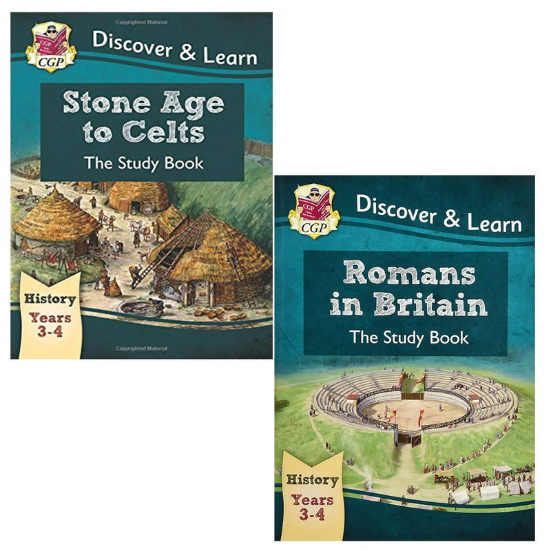 Cgp ks2 history collection 2 books set (Stone Age to Celts Study Book, Romans in Britain Study Book) - The Book Bundle