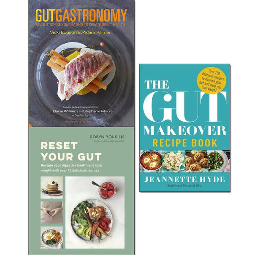 gut makeover recipe book, gut gastronomy [hardcover] and reset your gut 3 books collection set - The Book Bundle