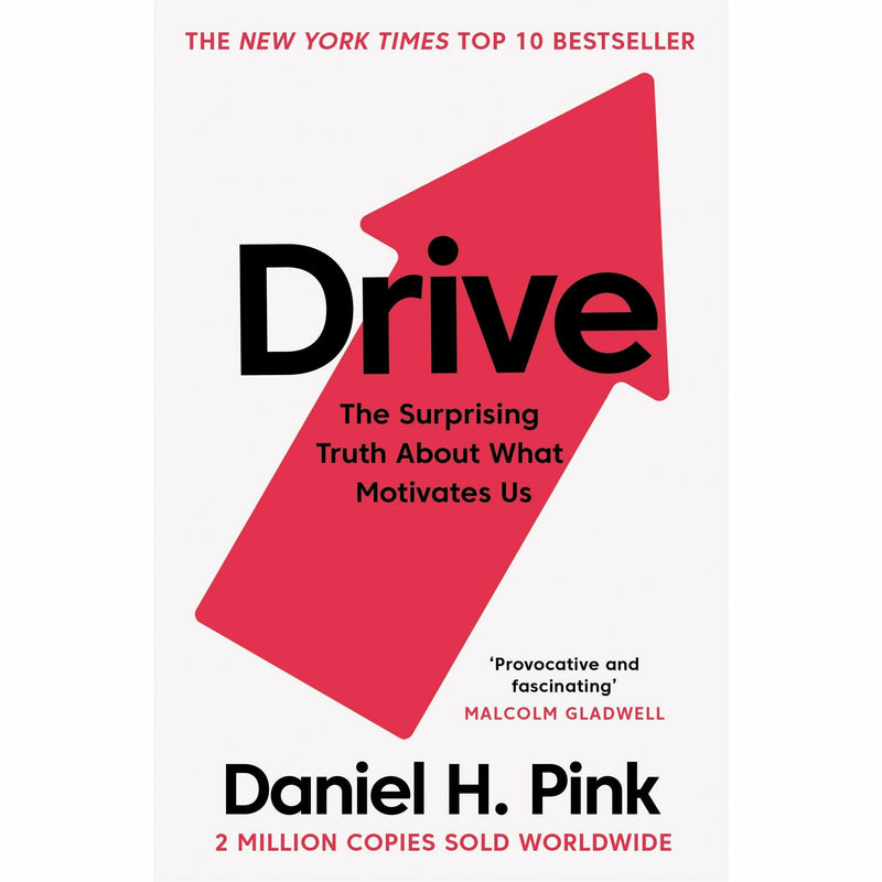 Two paperback non-fiction books: "Thinking, Fast and Slow" by Daniel Kahneman and "Drive" by Daniel H. Pink, from Penguin/John Murray Learning.