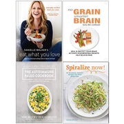 Set of four autoimmune paleo cookbooks by Danielle Walker and Iota Denise Smart, featuring spiralized recipes and healthy meal ideas.