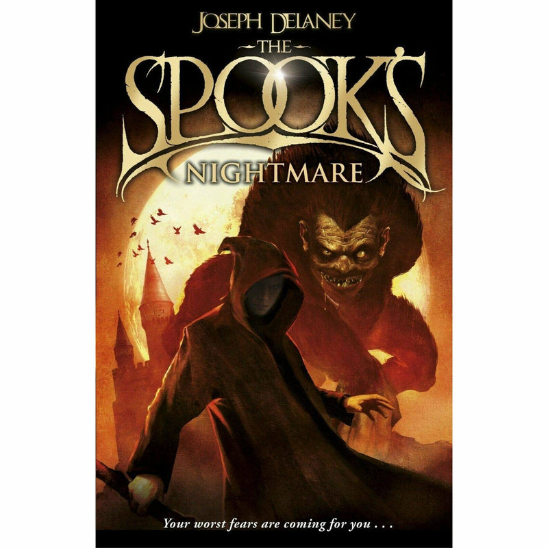 Seven paperback Wardstone Chronicles books by Joseph Delaney in a red Fox edition collection, featuring fantasy fiction covers.
