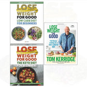 Set of three keto and low-carb cookbooks by Tom Kerridge and Iota, featuring full-flavor recipes for beginners.