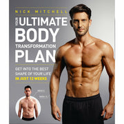 Set of three paperback books by Nick Mitchell featuring body transformation, bodybuilding recipes, and fitness tips.