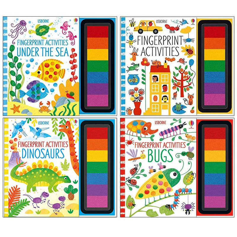 Fingerprint Activities 4 Books Collection Set (Under the Sea, Fingerprint Activities, Dinosaurs, Animals) - The Book Bundle