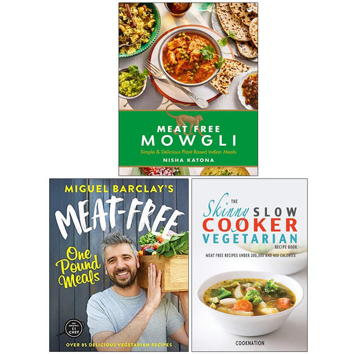Meat Free Mowgli [Hardcover], Meat-Free One Pound Meals, The Skinny Slow Cooker Vegetarian Recipe Book 3 Books Collection Set - The Book Bundle