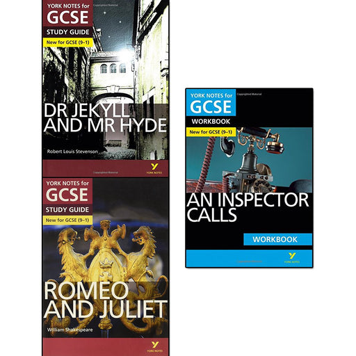 york notes for gcse 9-1 collection 3 books set (dr jekyll and mr hyde, romeo and juliet, an inspector calls) - The Book Bundle