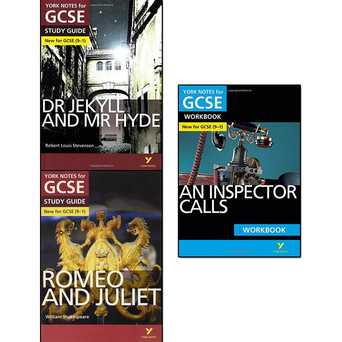 york notes for gcse 9-1 collection 3 books set (dr jekyll and mr hyde, romeo and juliet, an inspector calls) - The Book Bundle