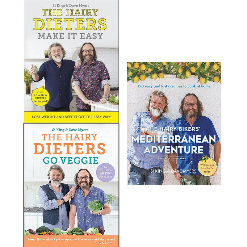 Hairy dieters make it easy, go veggie and hairy bikers mediterranean adventure [hardcover] 3 books collection set - The Book Bundle