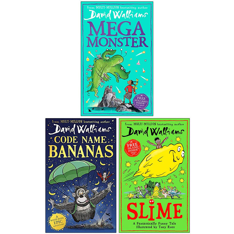 David Walliams Collection 3 Books Set (Megamonster [Hardcover], Code Name Bananas, Slime) - The Book Bundle