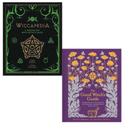 Sterling hardcover set of Wiccapedia and The Good Witch's Guide by Leanna Greenaway, Shawn Robbins, and Charity Bedell, featuring mystical symbols.