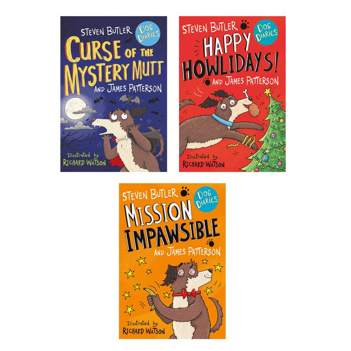 Dog Diaries 3 Books Collection Set (Curse of the Mystery Mutt,Happy Howlidays..) - The Book Bundle