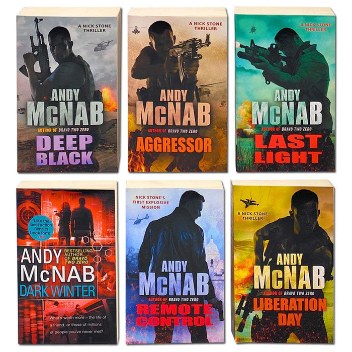 Andy McNab 6 Books Collection Set (Aggressor, Liberation Day, Deep Black, Last Light, Dark Winter, Remote Control) - The Book Bundle