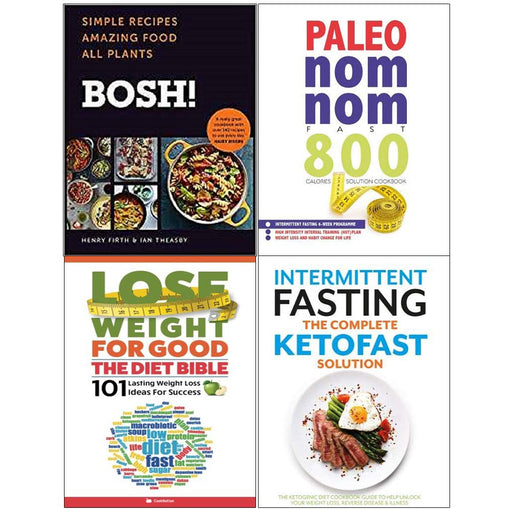 Bosh simple recipes [hardcover], paleo nom nom fast 800 cookbook, diet bible, complete ketofast 4 books collection set - The Book Bundle