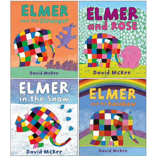 Elmer Picture Books Collection 4 Books Set By David McKee (Elmer and the Stranger, Elmer and Rose, Elmer in the Snow, Elmer and the Rainbow) - The Book Bundle
