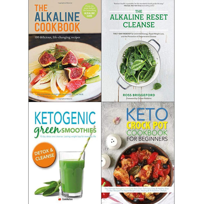 Alkaline cookbook [hardcover], alkaline reset cleanse [hardcover], ketogenic green smoothies, keto crock pot cookbook collection 4 books set - The Book Bundle
