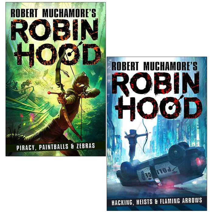 Robin Hood Series 2 Books Collection Set By Robert Muchamore (Piracy Paintballs & Zebras, Hacking Heists & Flaming Arrows) - The Book Bundle