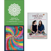 Three hardcover vegetarian cookbooks from the Midlife Kitchen, Sirocco, and Rosa's Thai Cafe collection by Sabrina Ghayour, Mitchell Beazley.