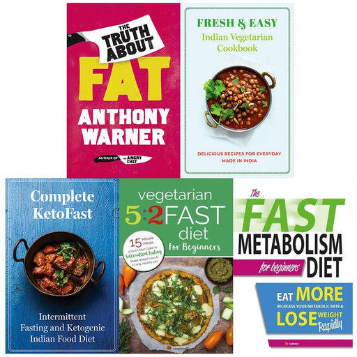 Truth about fat, indian, complete ketofast, vegetarian 5 2, fast metabolism5 books collection set - The Book Bundle