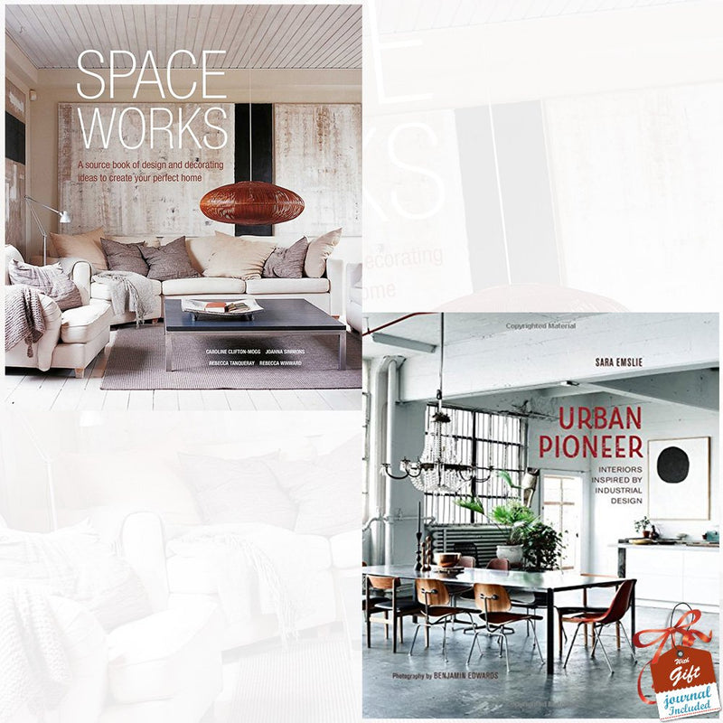 Space Works & Urban Pioneer 2-book collection set with hardcover books and a gift journal by Caroline Clifton-Mogg.