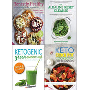 Collection of four Honestly Healthy cookbooks by Vicki Edgson, Natasha Corrett, and Ross Bridgeford featuring alkaline reset and healthy recipes.