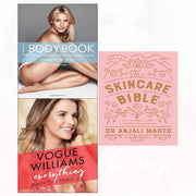 Collection of three skincare and body care books by Cameron Diaz, Vogue Williams, and Dr. Anjali Mahto, featuring skincare tips and routines.