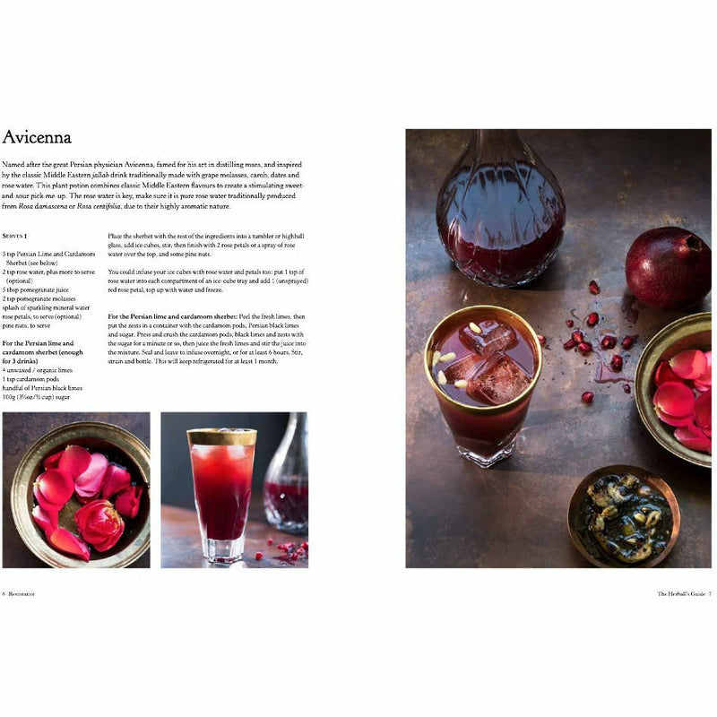 Hardcover copy of The Herball's Guide to Botanical Drinks by Michael Isted, showcasing botanical illustrations and book cover design.