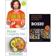 Collection of three vegan cookbooks by Ian Theasby, Henry Firth, and Joe Wicks featuring simple, healthy recipes in various formats.