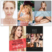 Collection of five non-fiction books by Cameron Diaz, including The Body Book, The Longevity Book, and Pretty Happy, with vibrant covers.